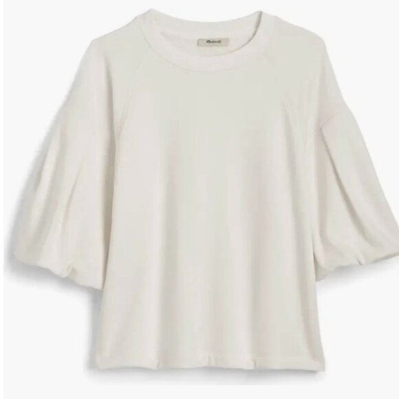 NWT Madewell White Puff Sleeve Sweatshirt - Size: Medium - Picture 7 of 8